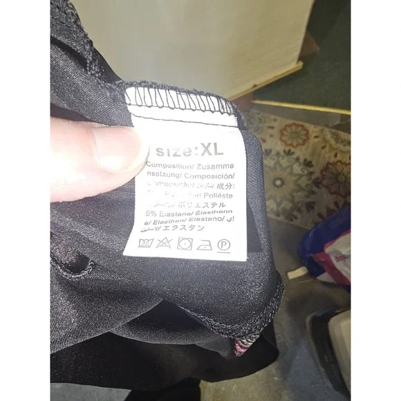 This Is A Mid Thigh Black Satin Chemise (Or Slip Dress) Featuring Lace Detail XL - Picture 13 of 13